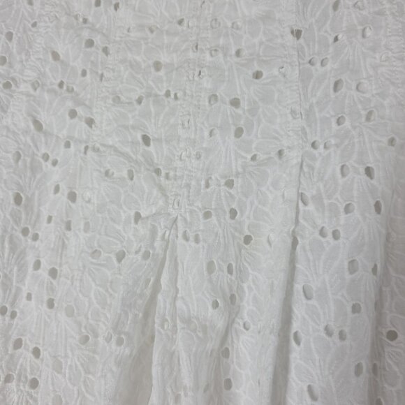 Magaschoni White Cotton Eyelet Skirt Midi 27x23.5 Lined Floral Spring Crisp - Picture 2 of 10